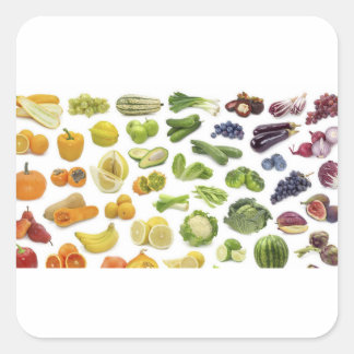 Obst und Gemüse! Quadratischer Aufkleber