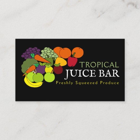 Obst und Gemüse, Saft, Bar Visitenkarte (Vorderseite)