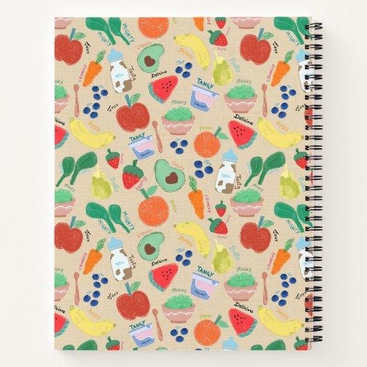 Obst- und Gemüse-Spiral-Notebook Notizblock (Rückseite)