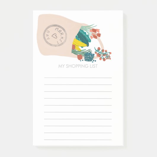 Obst und Gemüse Tasche Lebensmittelgeschäft Post-it Klebezettel (Vorderseite)