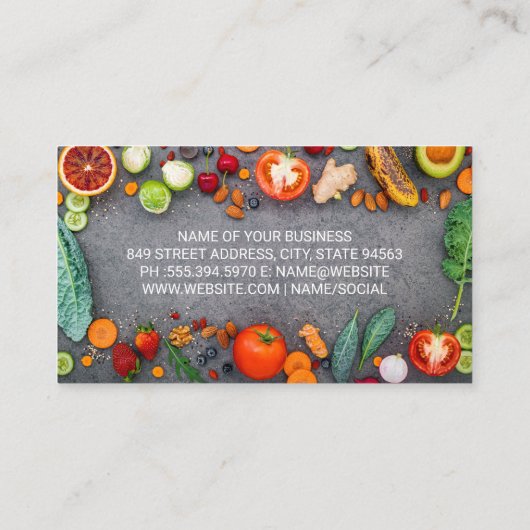 Obst und Gemüse Visitenkarte (Rückseite)