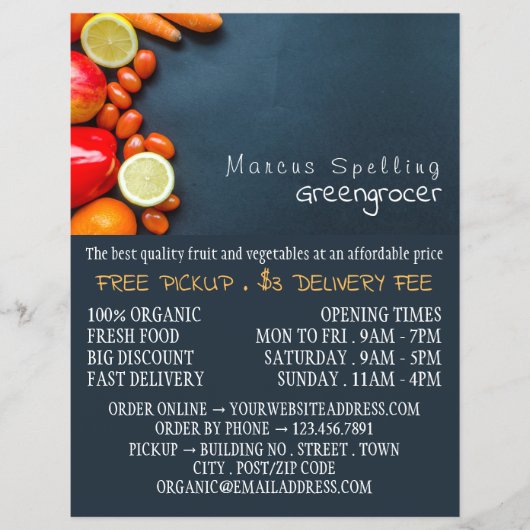 Obst und Gemüse, Werbung für Lebensmittelgroßhändl Flyer (Vorne)