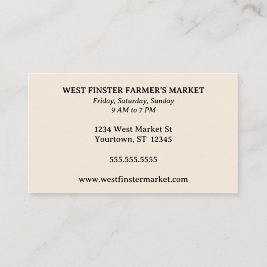 Obst- und Gemüsebauernmarkt CSA Visitenkarte (Rückseite)