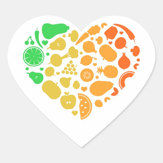 Obst- und Gemüseherz - Großes Veganes Geschenk Herz-Aufkleber (Vorderseite)