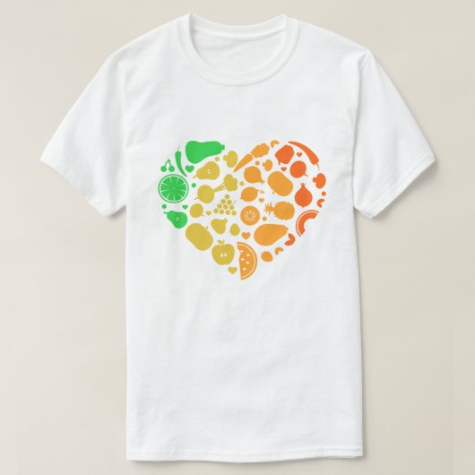 Obst- und Gemüseherz - Großes Veganes Geschenk T-Shirt (Design vorne)
