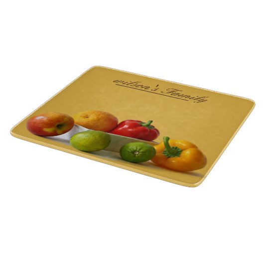 Obst- und Gemüsenatürliches personalisiertes Schneidebrett (Ecke)