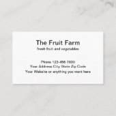Obst- und GemüseThema Visitenkarte (Rückseite)