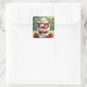 Obst- und Joghurt-Parfait Quadratischer Aufkleber (Tasche)