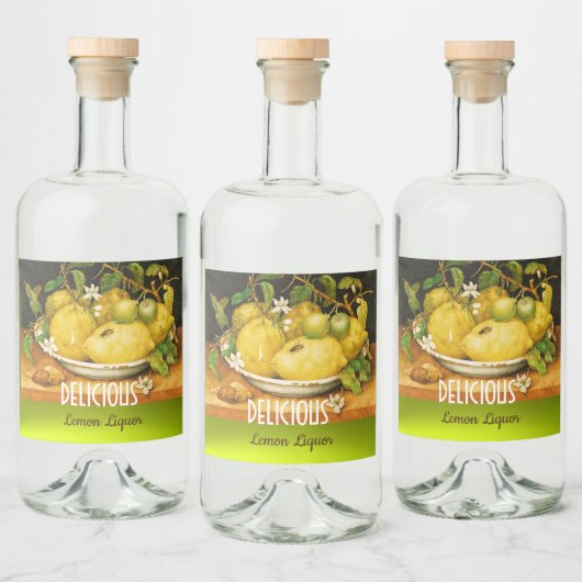 OBST UND LEMON BLUME DER SAISON ALKOHOLFLASCHENETIKETT (Flaschen)