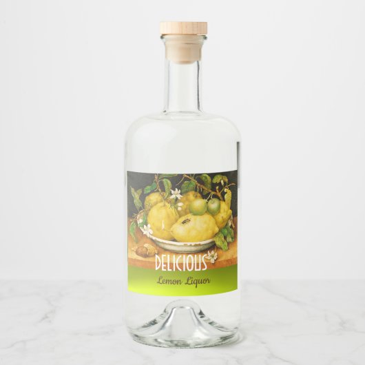 OBST UND LEMON BLUME DER SAISON ALKOHOLFLASCHENETIKETT (Vorderseite)