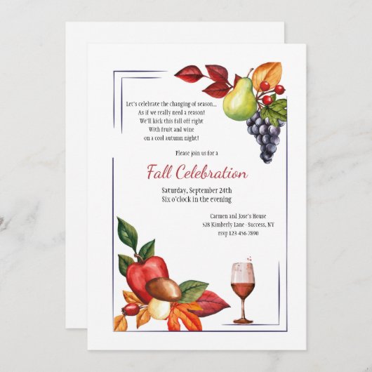 Obst und Party Einladung (Vorne/Hinten)