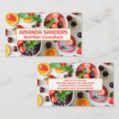 Obst und Smoothies, auf den Tisch gelegt Visitenkarte (Vorne/Hinten)