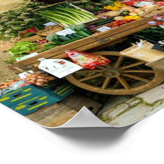 Obst und Veg farbenfrohe englische Village Store Poster (Ecke)