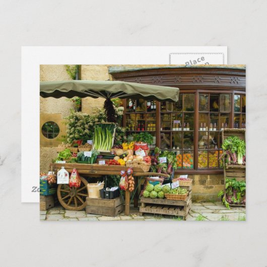 Obst und Veg farbenfrohe englische Village Store Postkarte (Vorne/Hinten)
