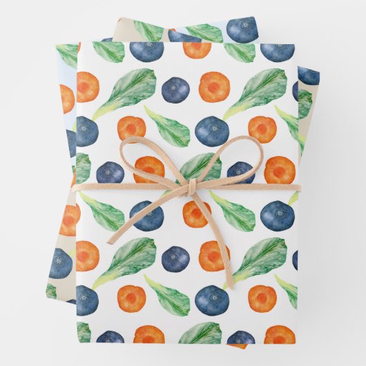 Obst- und Veggie-Verpackungspapier Geschenkpapier Set (Beispiel)