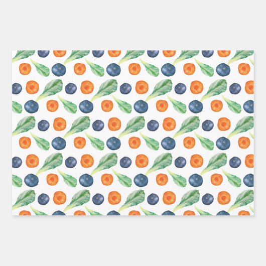 Obst- und Veggie-Verpackungspapier Geschenkpapier Set (Vorderseite)