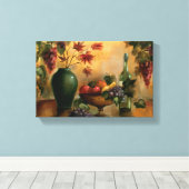 Obst und Wein mit Herbstblüten Leinwanddruck (Insitu (Holzboden))