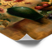 Obst und Wein mit Herbstblüten Poster (Ecke)