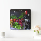 Obst und Wein Quadratische Wanduhr (Zuhause)