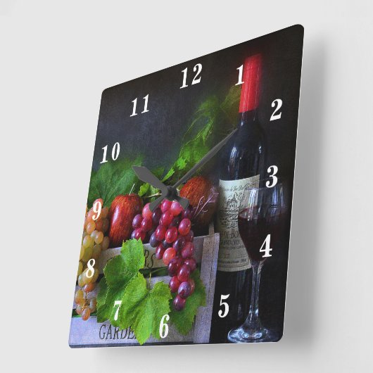 Obst und Wein Quadratische Wanduhr (Winkel)