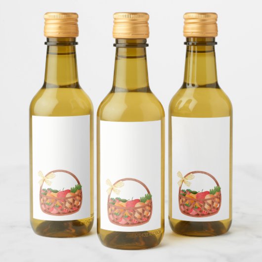 Obst- und Weinkorbbogen niedlich Weinetikett (Flaschen)