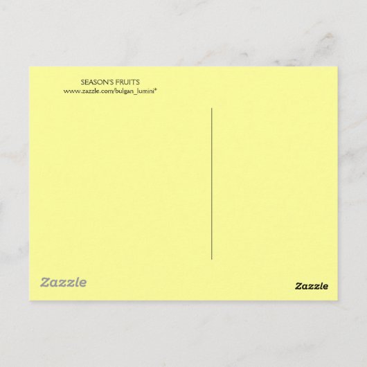 OBST UND WEISSE BLUME DER SAISON POSTKARTE (Rückseite)