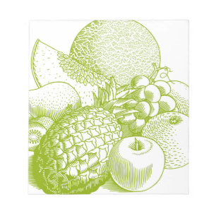 Obst Vintage Lebensmittel gesunder Retro Notizblock