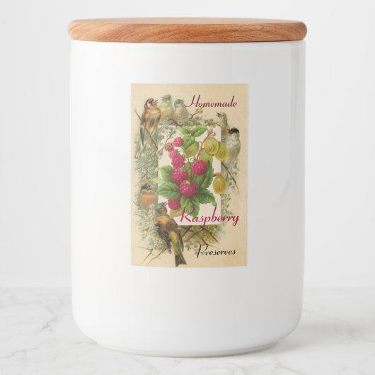 OBST/VÖGEL UND RASPBERRIES DER SAISON ERHALTEN LEBENSMITTELETIKETT (Vorderseite)