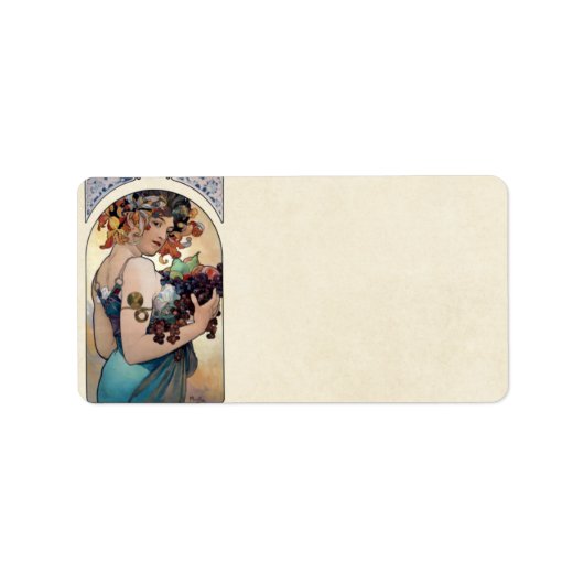 Obst von Alfons Mucha 1897 Adressaufkleber (Vorne)