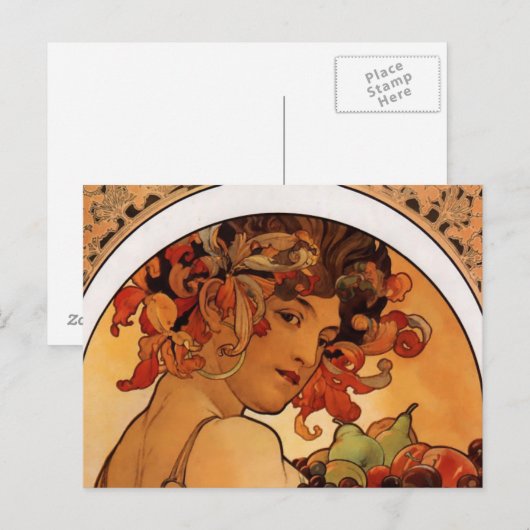 "Obst" von Alphonse Mucha Postkarte (Vorne/Hinten)