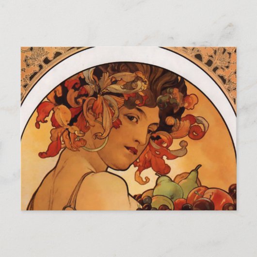 "Obst" von Alphonse Mucha Postkarte (Vorderseite)