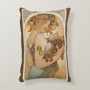 Obst von Alphonse Mucha, Vintage Art Nouveau Dekokissen