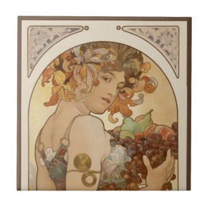 Obst von Alphonse Mucha, Vintage Art Nouveau Fliese