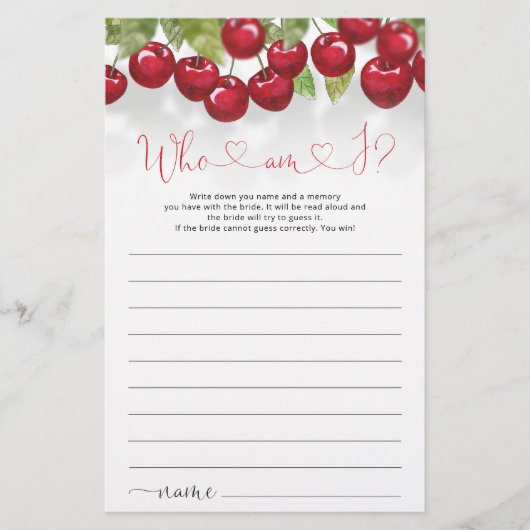 Obst, wer bin ich Brautparty Spiel (Vorderseite)