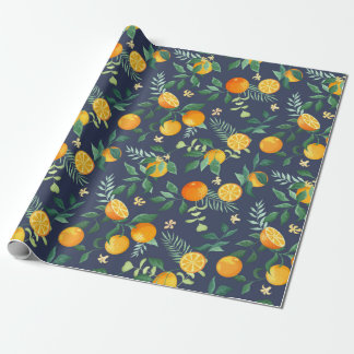 Obstangen mit tropischen Blätter und Blume Geschenkpapier