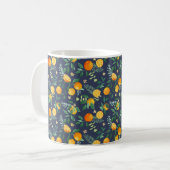 Obstangen mit tropischen Blätter und Blume Kaffeetasse (Vorderseite Links)