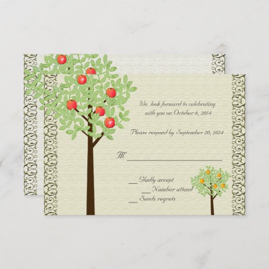 Obstbäume UAWG Hochzeit Einladung. Einladung (Vorne/Hinten)