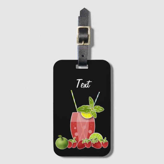 Obstcocktail Erdbeere ApfelZitrone Limon Retro Gepäckanhänger (Vorderseite Vertikal)