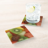 Obstcocktail-Foto Glasuntersetzer (Schrägansicht)