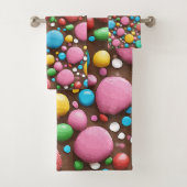 Obstcreme Milchschokolade Muster Duschvorhang Badhandtuch Set (Insitu)