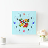 Obstdekoration in der Küche - Modernes Land Quadratische Wanduhr (Zuhause)