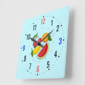 Obstdekoration in der Küche - Modernes Land Quadratische Wanduhr (Winkel)