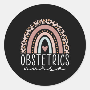 Obstetrics Nurse Leopard Rainbow Ob Nurse Graduati Runder Aufkleber