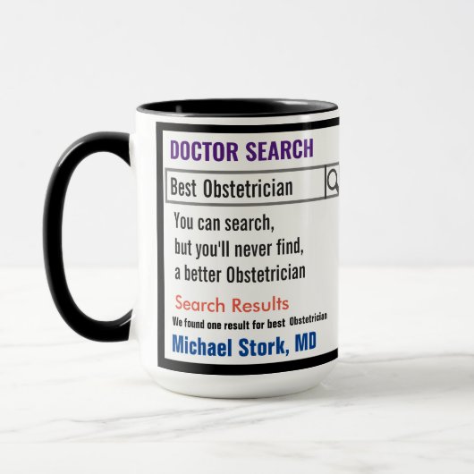 Obstetriker Funny Search Geschenke Tasse (Links)