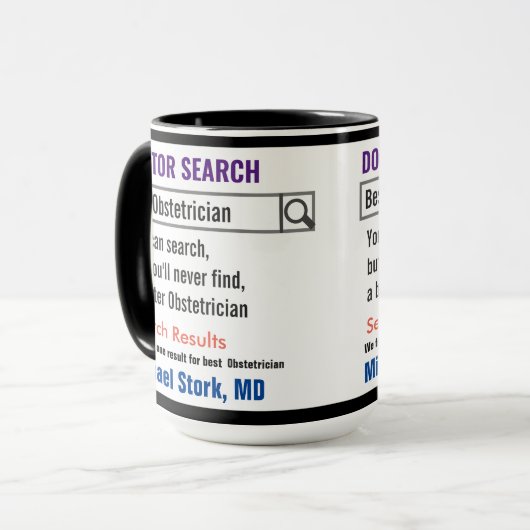 Obstetriker Funny Search Geschenke Tasse (Vorderseite Links)
