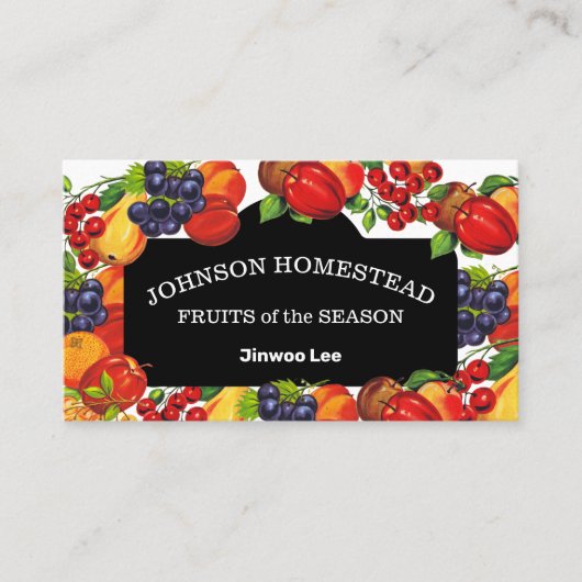 Obstgarten Bauernmarkt Saison Obst Business Car Visitenkarte (Vorderseite)