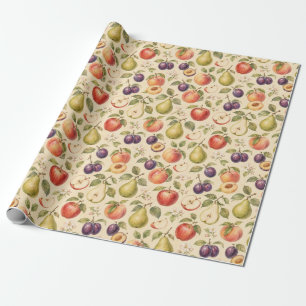 Obstgarten Frucht Aquarell Muster Geschenk Geschenkpapier