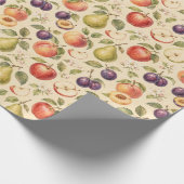 Obstgarten Frucht Aquarell Muster Geschenk Geschenkpapier (Ecke)