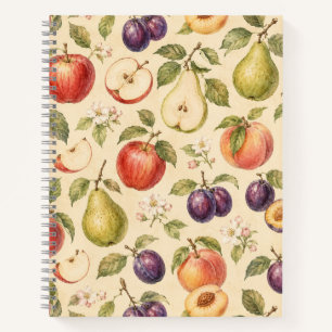Obstgarten Frucht Aquarellmuster Notizblock