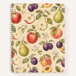 Obstgarten Frucht Aquarellmuster Notizblock